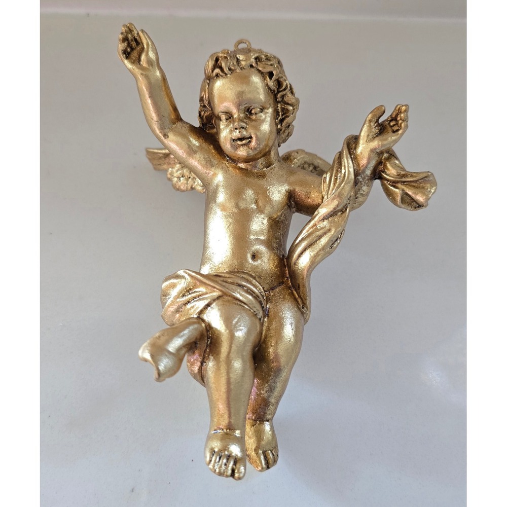 New Vintage Style Gold Cherub Angel Figurine Hanging Ornament Baroque